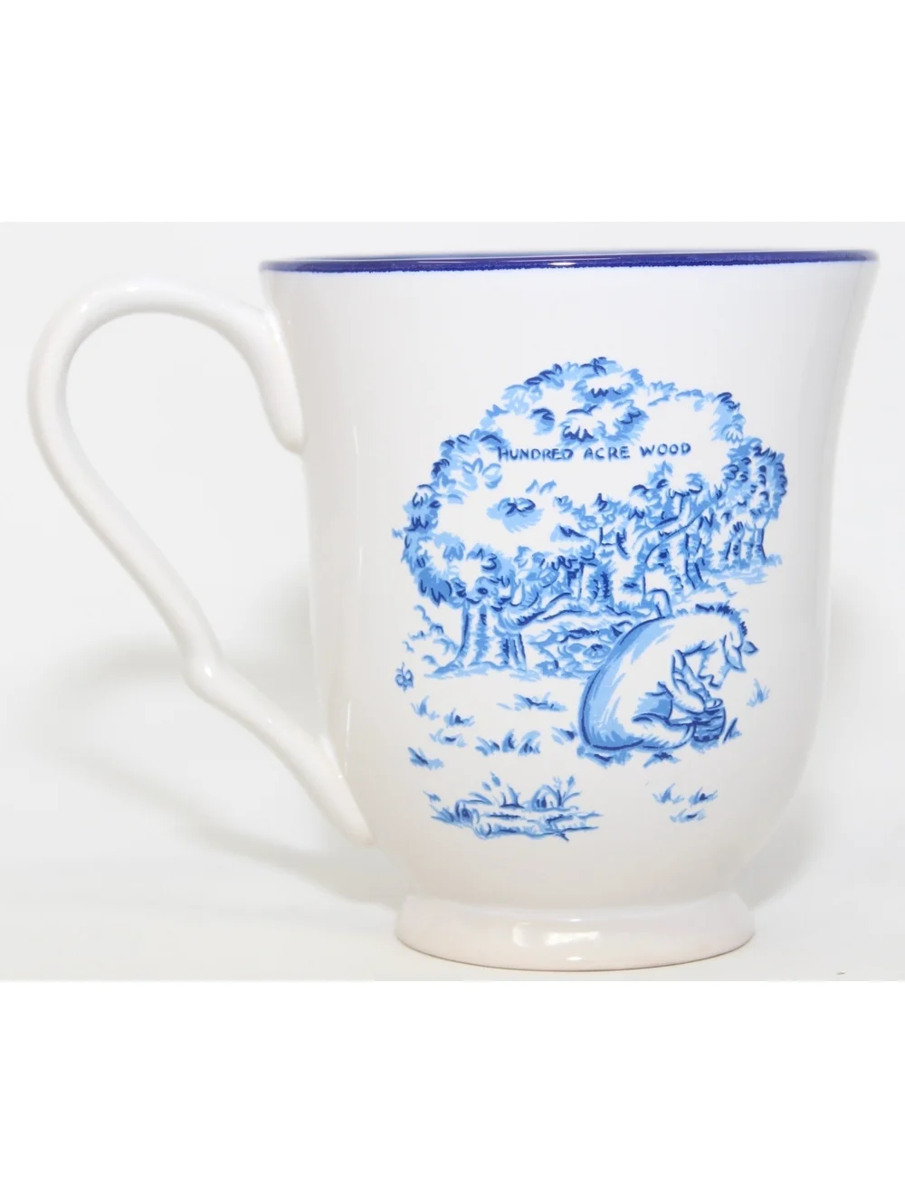 VTG Disney Winnie the Pooh Blue Toile Dinnerware Cups 4 Pcs Stoneware Handle Mug
